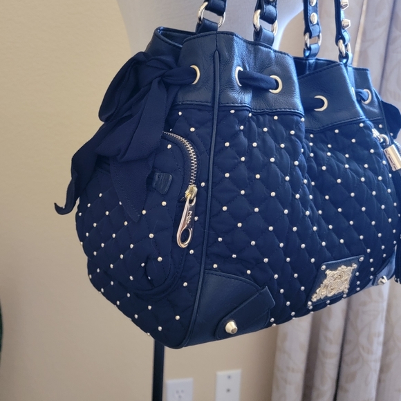 Y2K Juicy Couture Nylon Studded Daydreamer Bag Black and Gold - Picture 3 of 9